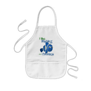 Tablier Enfant J'aime la pêche et les cookies (bleu)