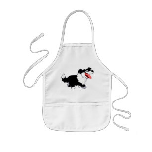 Tablier Enfant Joli Cartoon Bordure Collie Enfants Apron