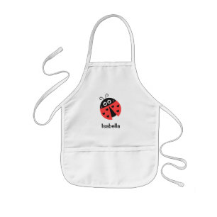 Tablier Enfant Jolie coccinelle rouge et noire avec des cœurs pou