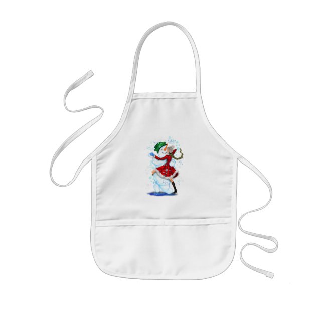 Tablier Enfant Joyeux Snowman et Fille Dance Tango fête de Noël (Devant)