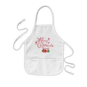 Tablier Enfant Joyeux Sucre de canne de Noël rouge étincelant Enf
