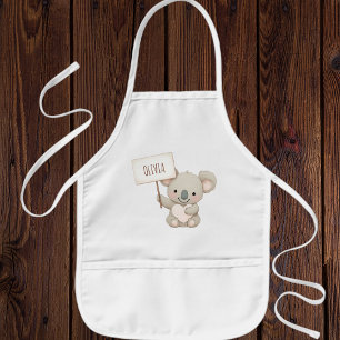Tablier Enfant Koala Mignon Tenant un Panneau de Nom
