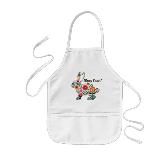 Tablier Enfant Lapin de Pâques Silhouette fleurie  (Devant)