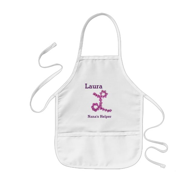 Tablier Enfant LETTRE FLEURIE D'AIDE Nanas L MONOGRAPHIQUE Floral (Devant)
