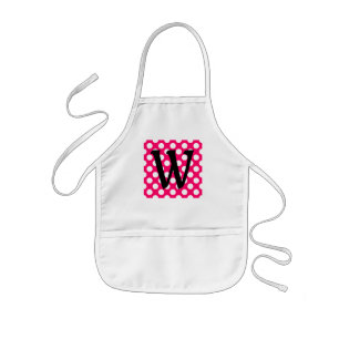 Tablier Enfant Lettre noire Monogramme Pois