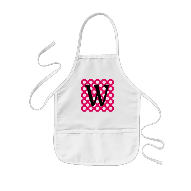 Tablier Enfant Lettre noire Monogramme Pois (Devant)