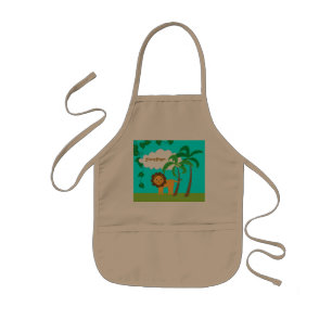 Tablier Enfant Lion dans la jungle avec des palmiers