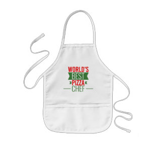 Tablier Enfant Meilleur chef    de pizza du monde : vert blanc ro