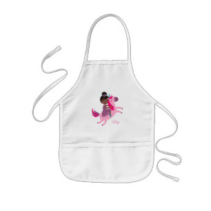 Tablier Enfant Mignonne Black Haired Girl équitation sur une lico
