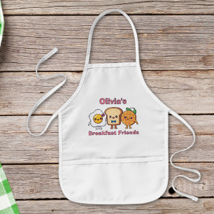 Tablier Enfant Mignons amis kawaii du petit-déjeuner : Œuf, Toast