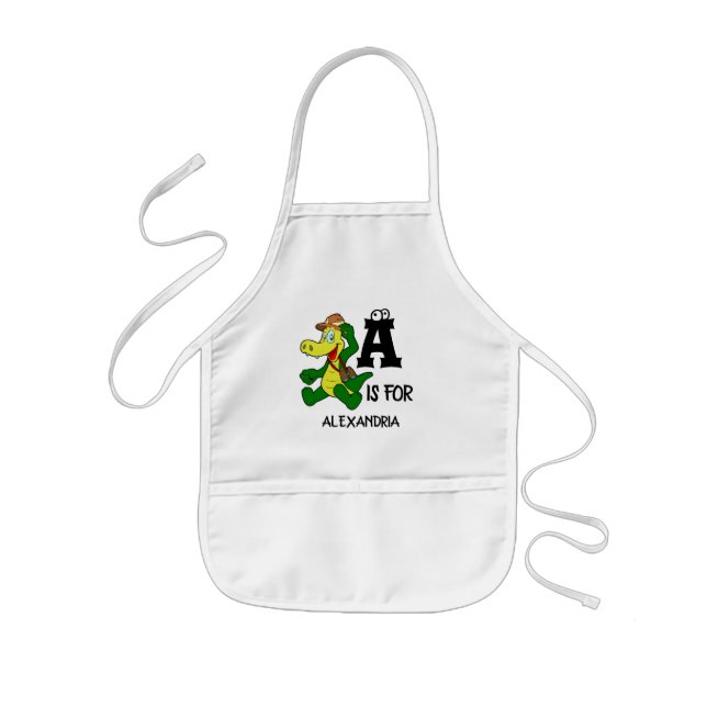 Tablier Enfant Monogramme A personnalisé est pour Alligator drôle (Devant)