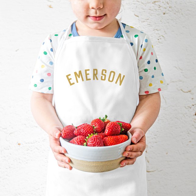 Tablier Enfant Monogramme de nom personnalisé | Or (Créateur téléchargé)