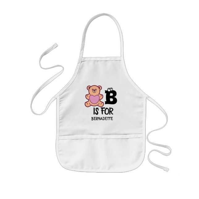 Tablier Enfant Monogramme personnalisé B pour ours drôle animal m (Devant)