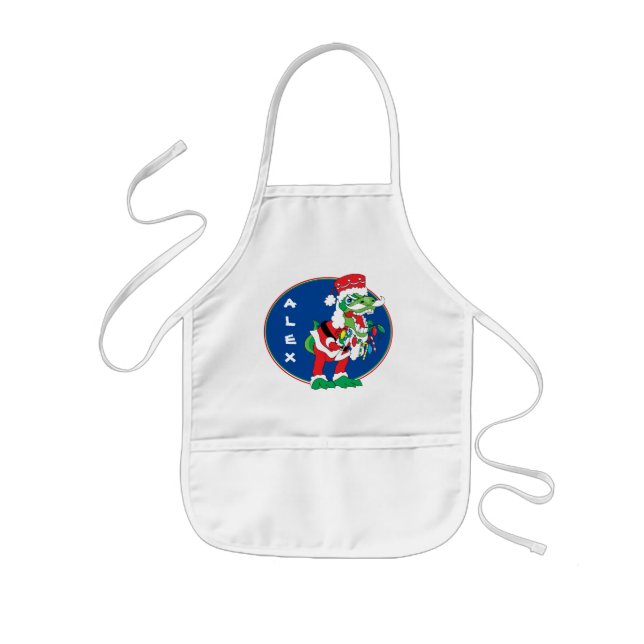 Tablier Enfant Noël Enfants Apron TySANTAsaurus Rex/Lumières (Devant)