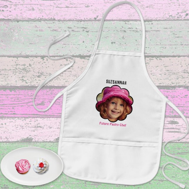 Tablier Enfant Nom d'Modèle photo personnalisé d'agrafe adorable (Cute kids apron with a custom photo and text as a sweet gift idea. )