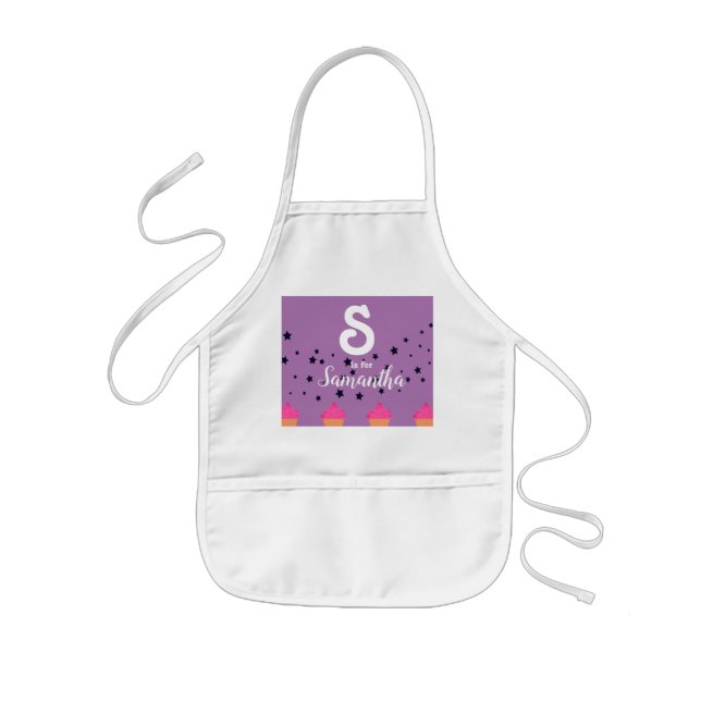 Tablier Enfant Nom initial Cupcakes Personnalisé Apron pour enfan (Devant)