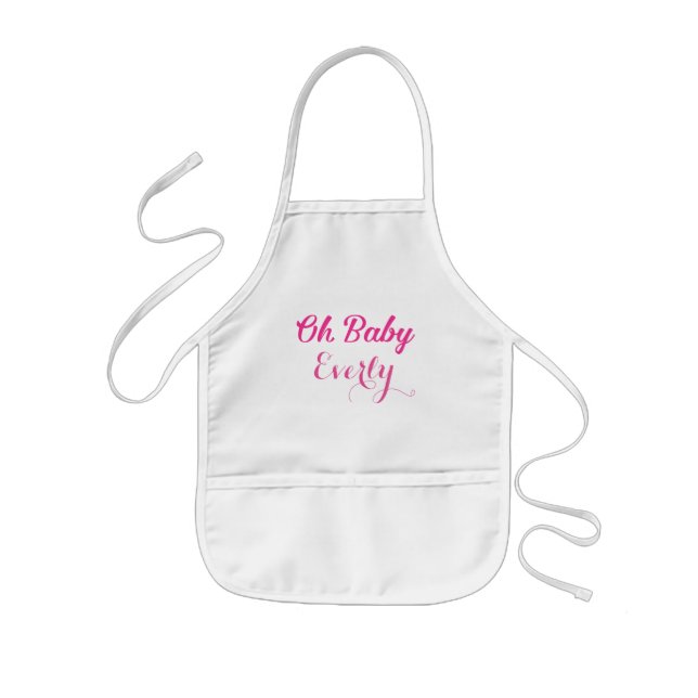 Tablier Enfant Oh Baby Personnalisé Fille Rose (Devant)