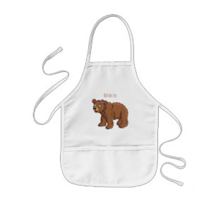 Tablier Enfant Ours mignon avec dessin animé sur les fleurs