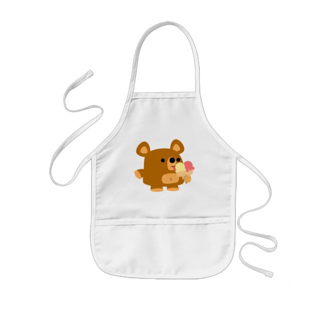 Tablier Enfant Ours mignon de bande dessinée avec des boules :) (Devant)