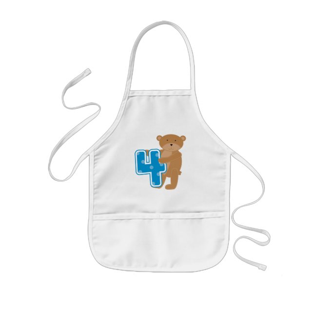 Tablier Enfant Ours T-shirts et cadeaux pour le 4e anniversaire (Devant)