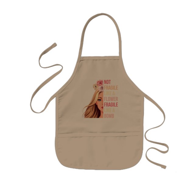 Tablier Enfant Pas fragile comme une fragile de fleurs comme une  (Devant)