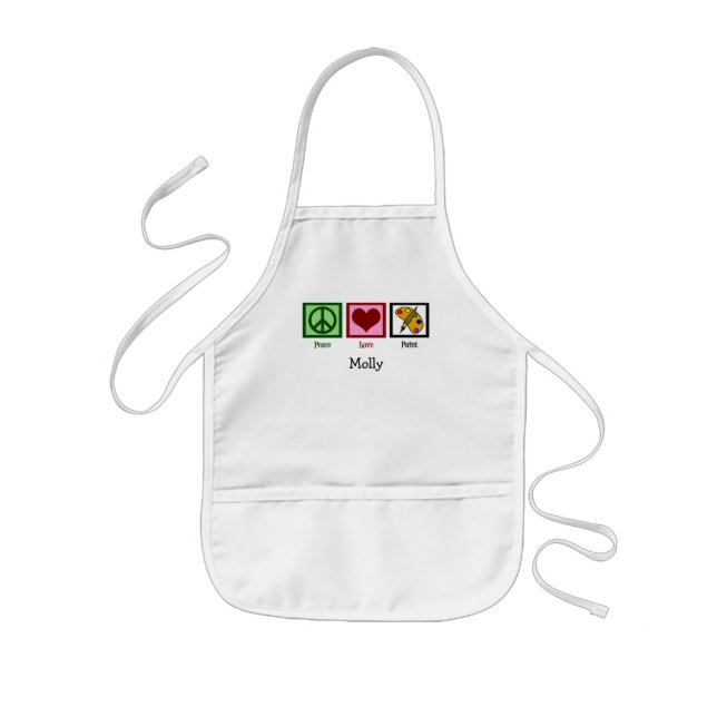 Tablier Enfant Peace Love Peinture Cute Custom Art Class Enfants (Devant)