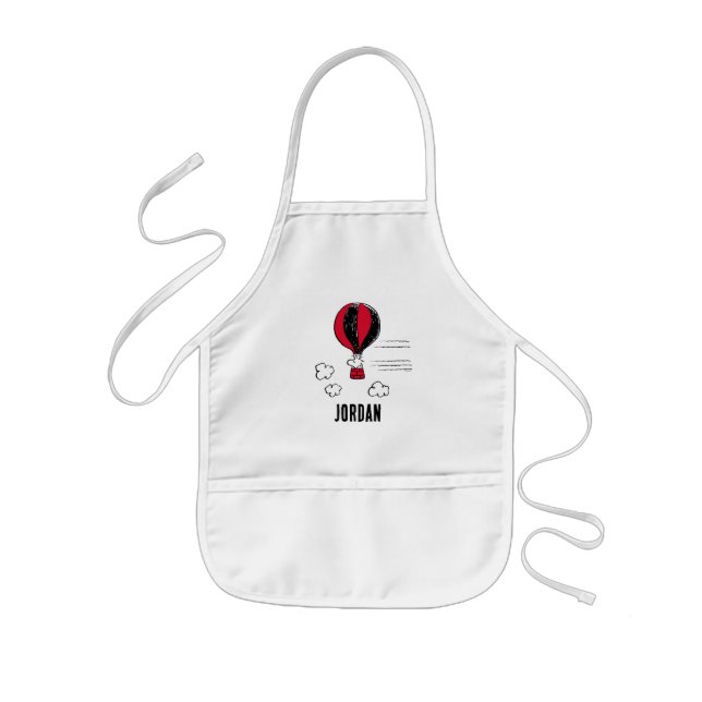 Tablier Enfant PEANUTS | Motif rouge et noir | Ajouter Votre Nom (Devant)
