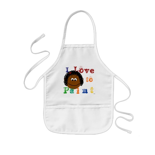 Tablier Enfant Peau foncée fille Curly Peinture des cheveux noirs (Devant)