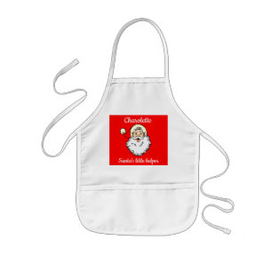 Tablier Enfant Père Noël personnalisé rouge et blanc