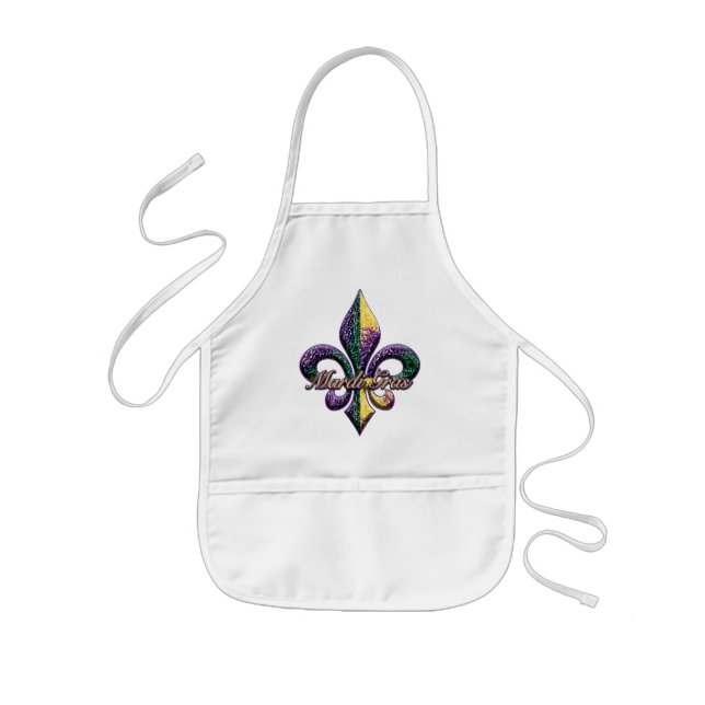 Tablier Enfant Perle Fleur de lis 2 de mardi gras (Devant)