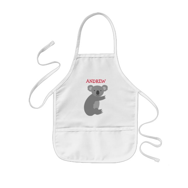 Tablier Enfant Personalized kids apron with cute grey koala bear (Devant)