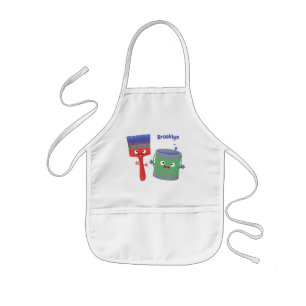 Tablier Enfant Personnages de peinture et de pinceau mignons