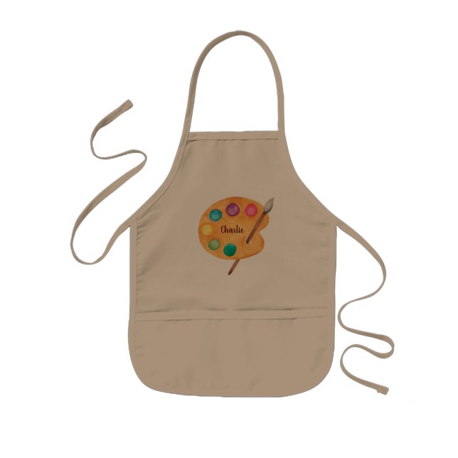 Tablier Enfant personnalisation NOM Palette d'art artiste peindre (Devant)