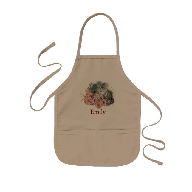 Tablier Enfant Personnalisé Cute Animal Cat Kid (Devant)