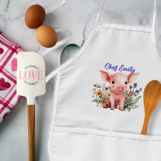 Tablier Enfant Petit cochon en Fleur sauvage Enfants Tablier pers (Créateur téléchargé)