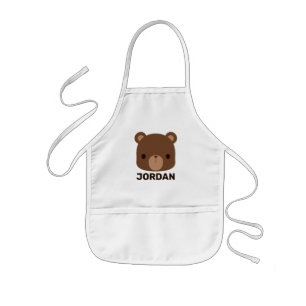 Tablier Enfant Petit ours Brown mignon avec nom personnalisé