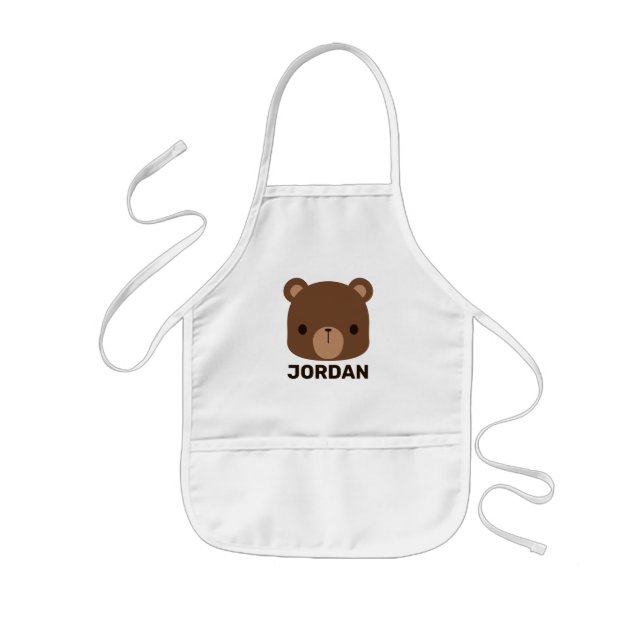 Tablier Enfant Petit ours Brown mignon avec nom personnalisé (Devant)
