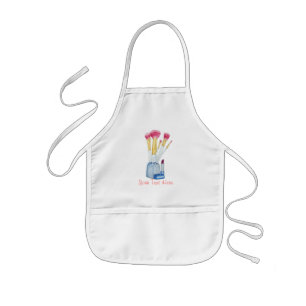Tablier Enfant Pinceaux de maquillage rose dans le support art de