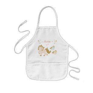 Tablier Enfant Pink Glitter Ponies with First Name Little Girl