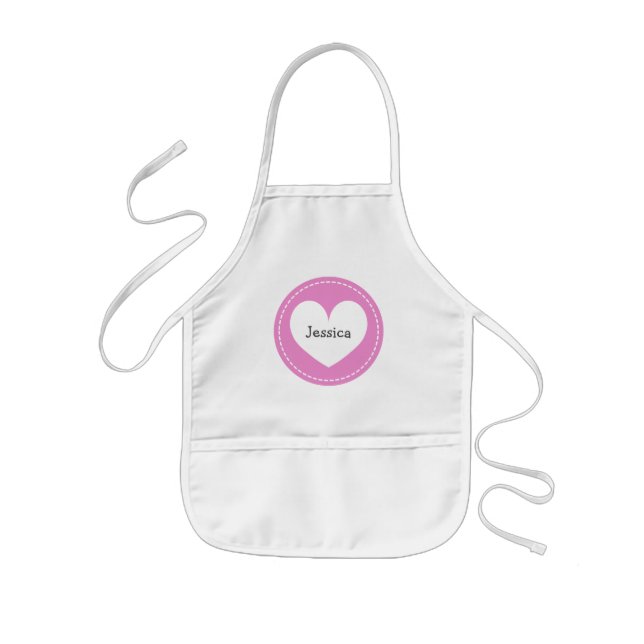 Tablier Enfant Pink heart apron for kids | Personalize (Devant)