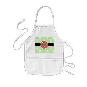 Tablier Enfant Pois de fantaisie de blanc de vert de grenouille