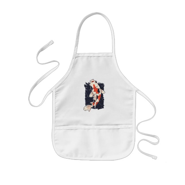 Tablier Enfant Poisson Koi mignon aux couleurs noir blanc rouge (Devant)