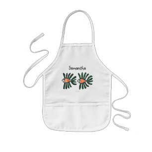 Tablier Enfant Poissons jumeaux verts et oranges d'aileron