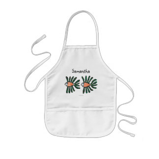 Tablier Enfant Poissons jumeaux verts et oranges d'aileron