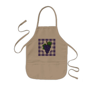 Tablier Enfant Raisins sur Plaid violet blanc