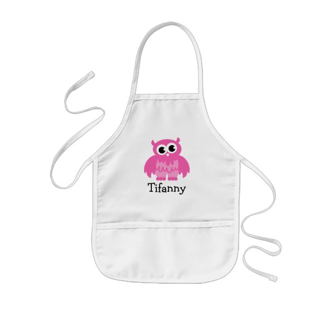 Tablier Enfant Tablier chouette rose pour enfants | Nom personnal (Devant)