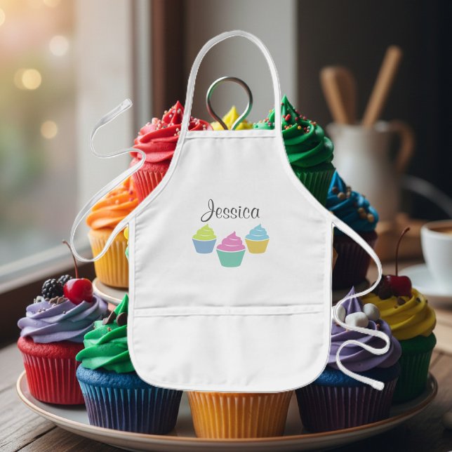 Tablier Enfant Tablier de cuisson de cupcake personnalisé pour en (Kid's apron for baking cupcakes)