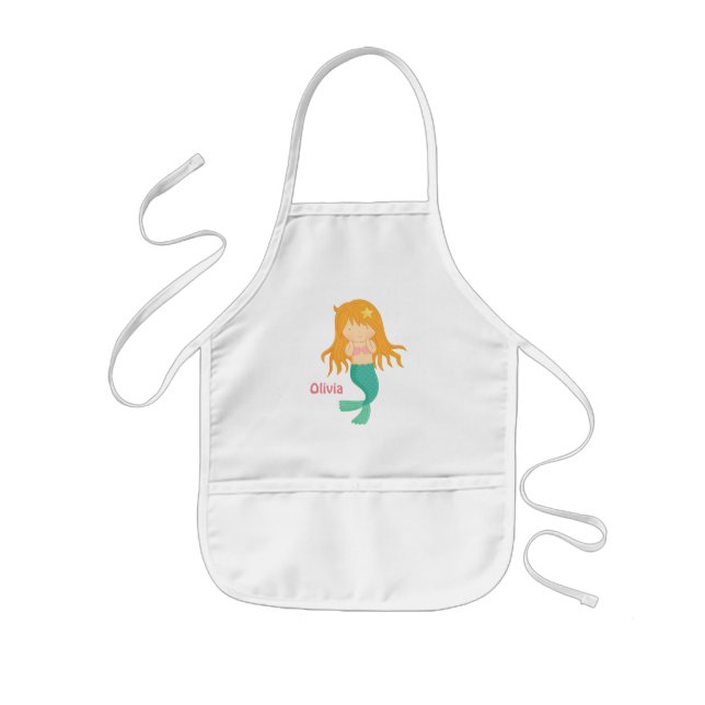 Tablier Enfant Tablier personnalisé par fille mignonne de sirène (Devant)