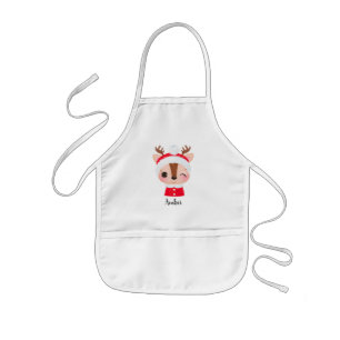 Tablier Enfant Tête de renne de Père Noël Noël mignonne