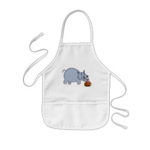 Tablier Enfant Un hippo avec un sac Citrouille